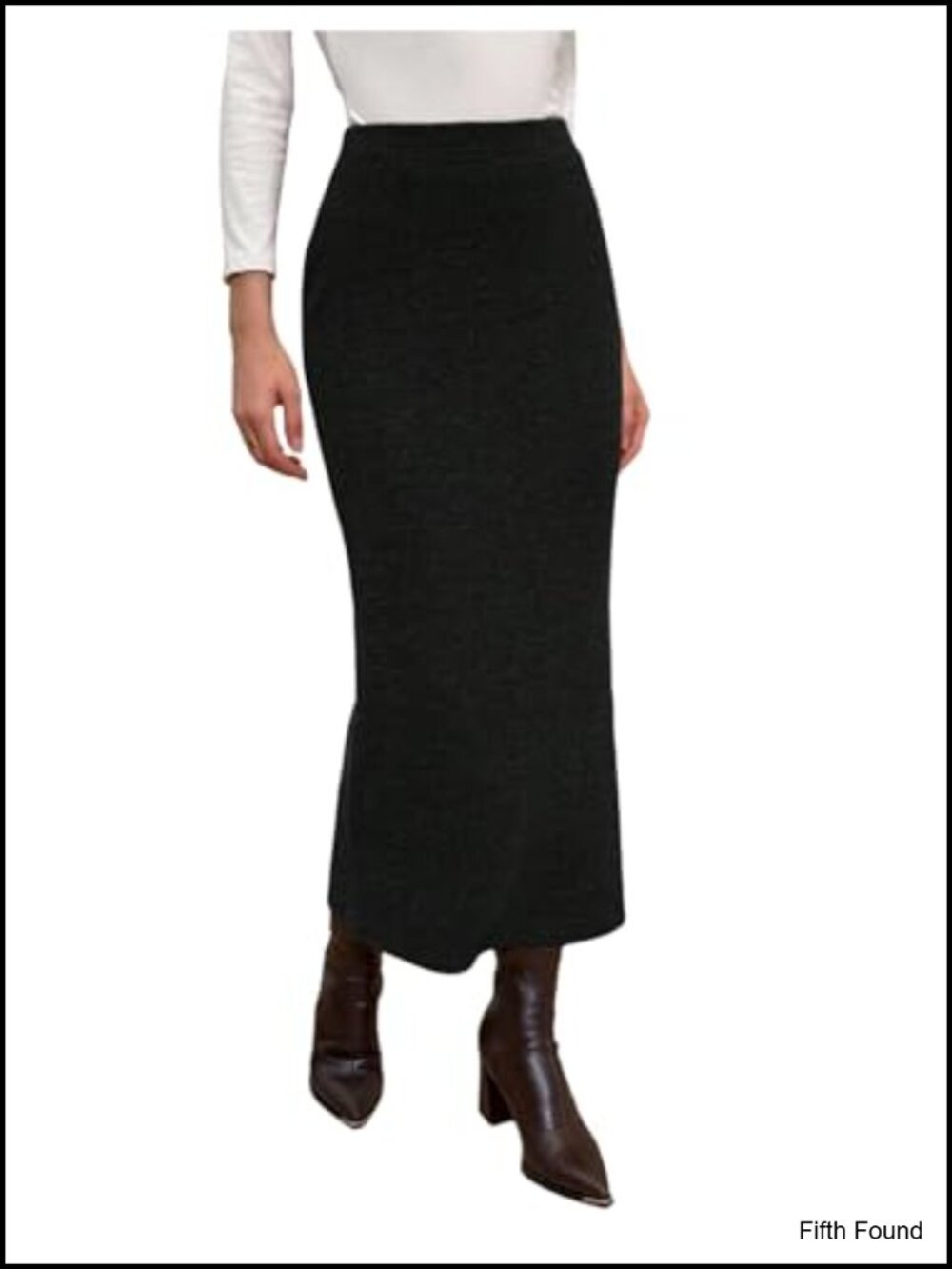 Knit Pencil Skirt High Waisted Elastic Long Skirt Office Wear